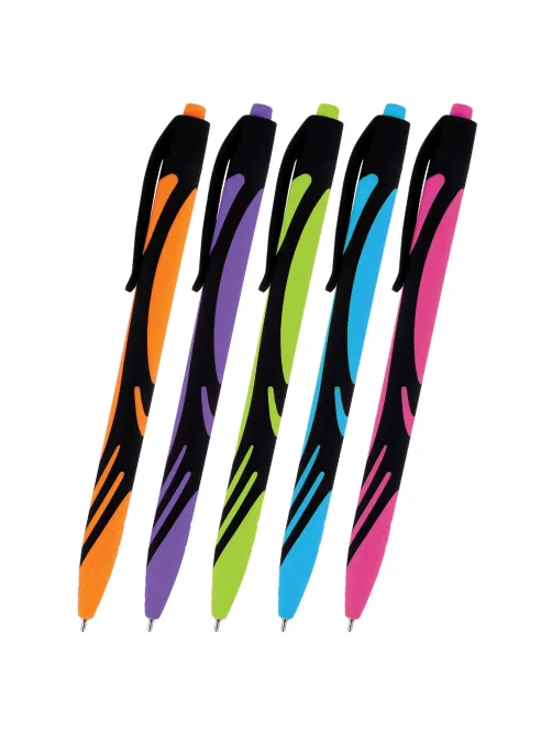 Ручка шариковая автоматическая BRAUBERG ULTRA COLOR NEON, soft-touch, СИНЯЯ, пишущий узел 0,7 мм, линия письма 0,35 мм, 144203