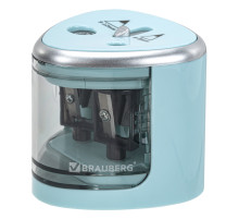 Точилка электрическая BRAUBERG DUAL (для 2 диаметров карандашей!), 4 батарейки АА, голубая, 270578