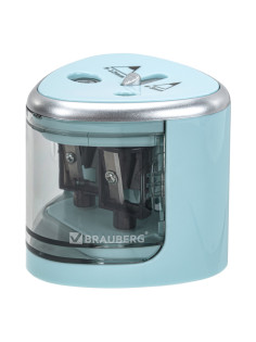 Точилка электрическая BRAUBERG DUAL (для 2 диаметров карандашей!), 4 батарейки АА, голубая, 270578