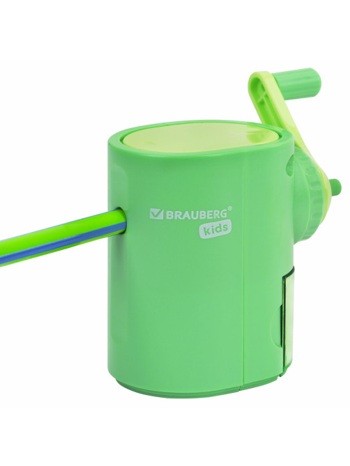 Точилка механическая BRAUBERG KIDS, для простых и цветных карандашей, цвет корпуса ассорти, 272006