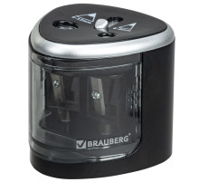 Точилка электрическая BRAUBERG DUAL (для 2 диаметров карандашей!), 4 батарейки АА, черная, 270581