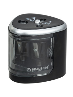 Точилка электрическая BRAUBERG DUAL (для 2 диаметров карандашей!), 4 батарейки АА, черная, 270581