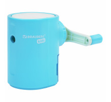 Точилка механическая BRAUBERG KIDS, для простых и цветных карандашей, корпус голубой, крепление к столу, 272005