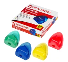 Точилка BRAUBERG BELL с контейнером, пластиковая, конусообразная, цвет корпуса ассорти, 226937