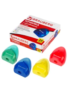 Точилка BRAUBERG BELL с контейнером, пластиковая, конусообразная, цвет корпуса ассорти, 226937