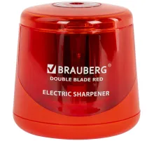 Точилка электрическая BRAUBERG DOUBLE BLADE RED, двойное лезвие, питание от 2 батареек АА, 271338