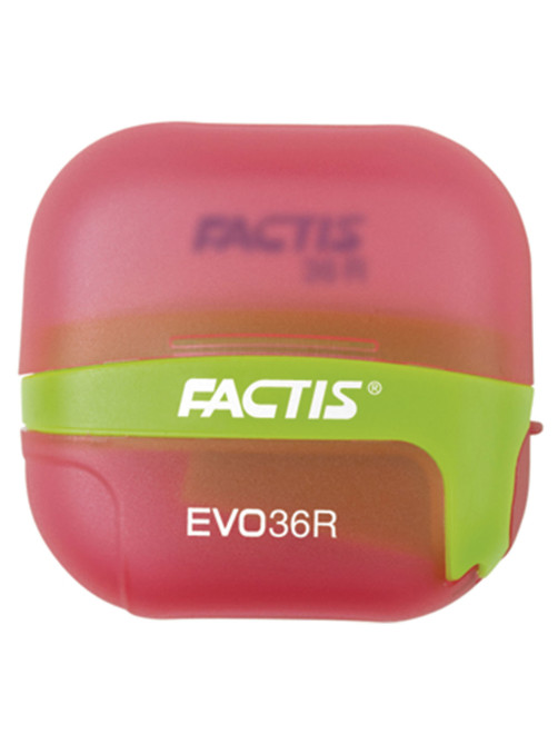 Точилка FACTIS EVO36R (Испания), с контейнером и стирательной резинкой, 50x50x25 мм, ассорти, F4707116