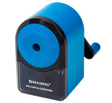 Точилка механическая BRAUBERG ULTRA для чернографитных и цветных карандашей, крепление к столу, цвет корпуса голубой с черным, 271342