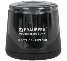 Точилка электрическая BRAUBERG DOUBLE BLADE BLACK, двойное лезвие, питание от 2 батареек АА, 271336
