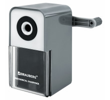 Точилка механическая BRAUBERG CLASSIC, для чернографитных и цветных карандашей, корпус светло-серый, 272002