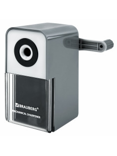 Точилка механическая BRAUBERG CLASSIC, для чернографитных и цветных карандашей, корпус светло-серый, 272002