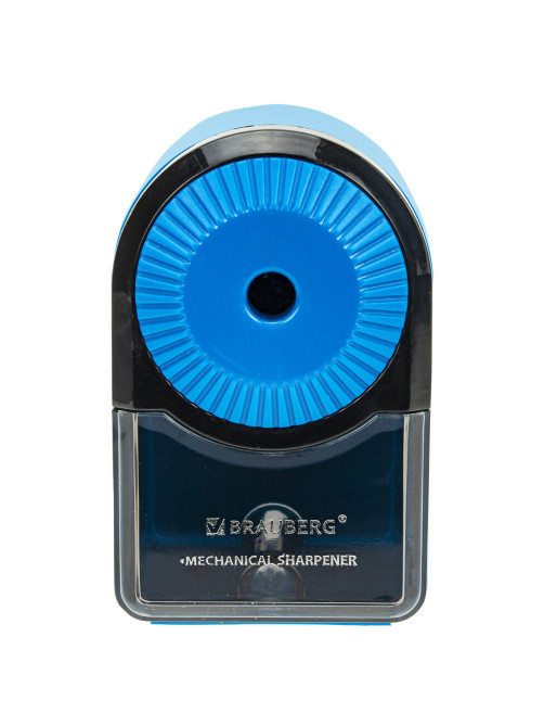Точилка механическая BRAUBERG ULTRA для чернографитных и цветных карандашей, крепление к столу, цвет корпуса голубой с черным, 271342