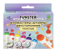 Фломастеры-штампы двусторонние FUNSTER (ФАНСТЕР) 8 цветов, ударопрочный наконечник, 152627