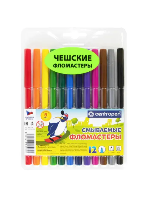 Фломастеры 12 ЦВЕТОВ CENTROPEN 