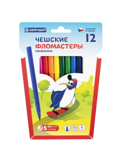 Фломастеры 12 ЦВЕТОВ CENTROPEN 