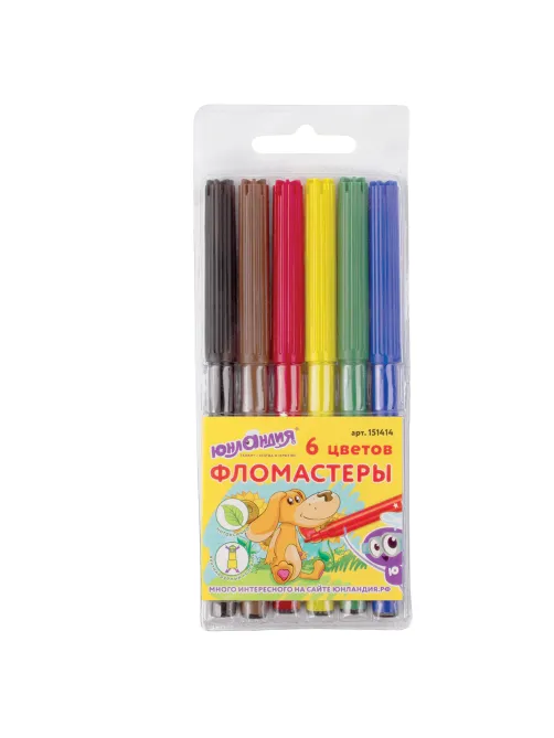 Фломастеры ЮНЛАНДИЯ 6 цветов, 