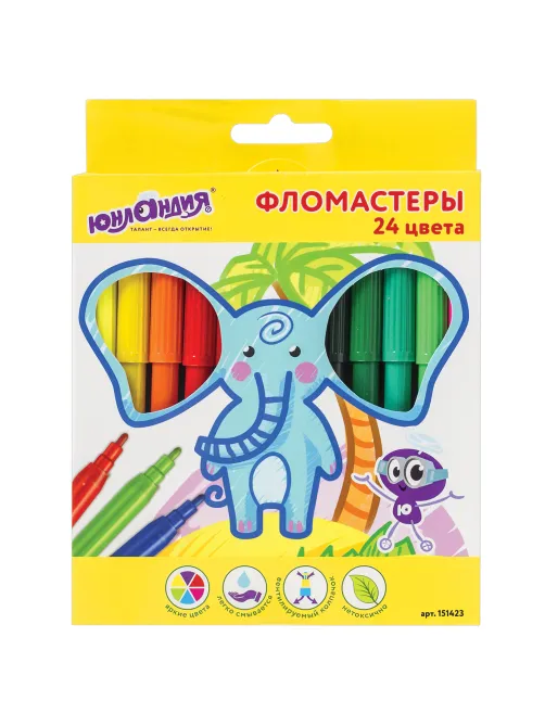 Фломастеры ЮНЛАНДИЯ 24 цвета, 