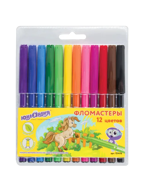 Фломастеры ЮНЛАНДИЯ 12 цветов, 