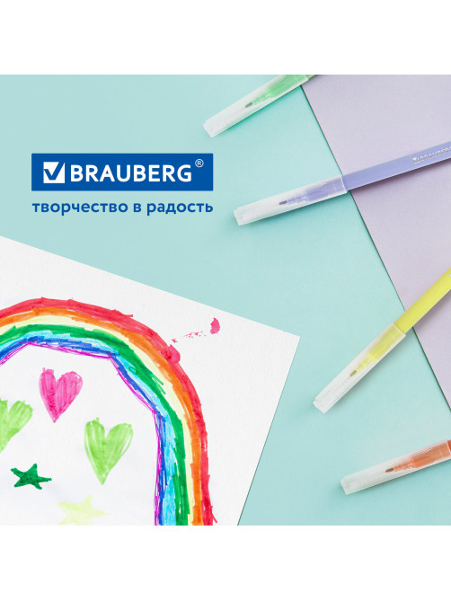 Фломастеры 6 неоновых + 6 пастельных, вентилируемый колпачок BRAUBERG 