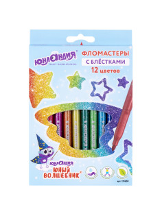 Фломастеры с блестками ЮНЛАНДИЯ 12 цветов, 