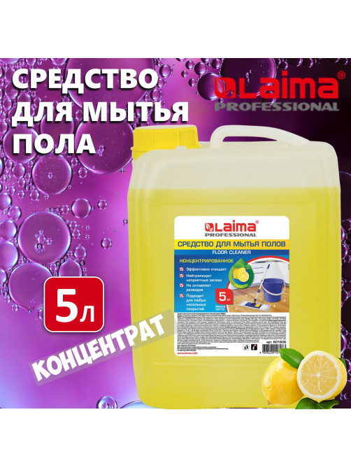 Средство для мытья пола 5 кг, LAIMA PROFESSIONAL концентрат, 