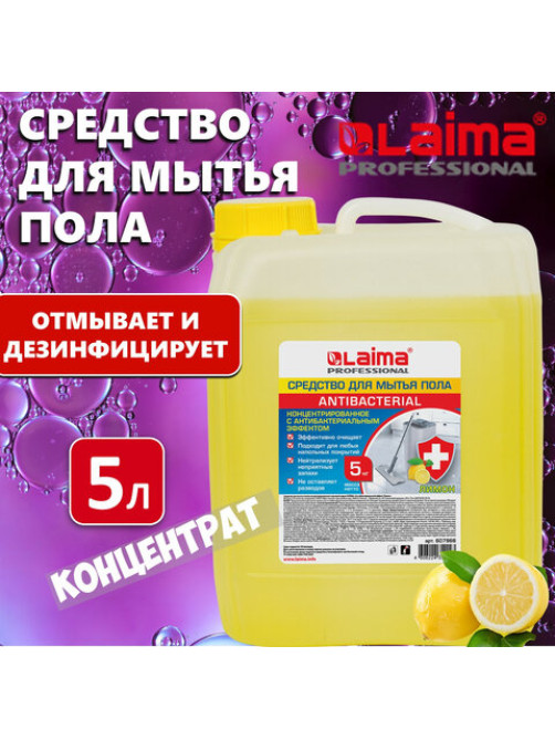 Средство для мытья пола и стен 5 кг LAIMA PROFESSIONAL концентрированное, 