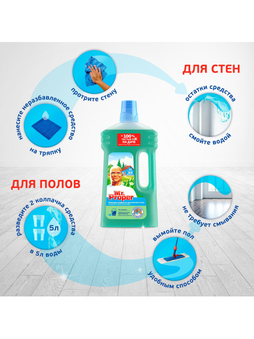 Средство для мытья пола и стен 1 л, MR.PROPER (Мистер Пропер), 