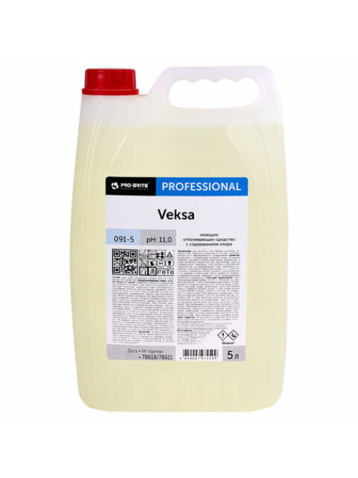 Средство для уборки санитарных помещений, 5 л, PRO-BRITE VEKSA, щелочное, концентрат, 091-5