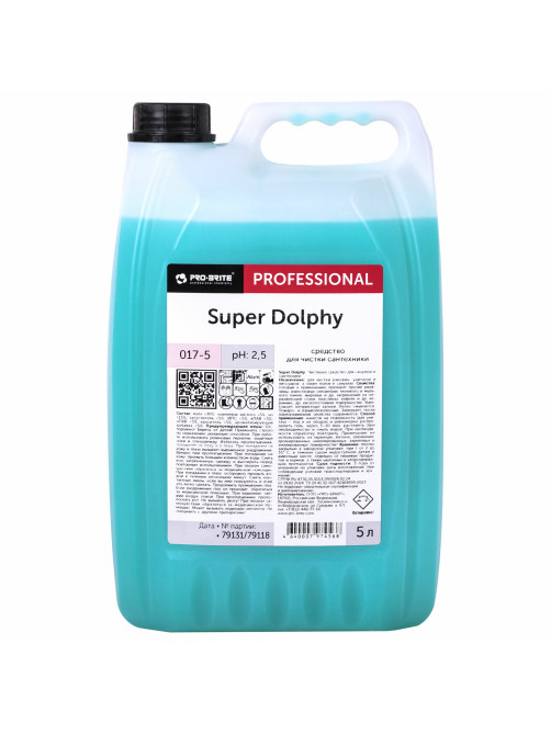 Средство для уборки санитарных помещений, 5 л, PRO-BRITE SUPER DOLPHY, кислотное, концентрат, 017-5