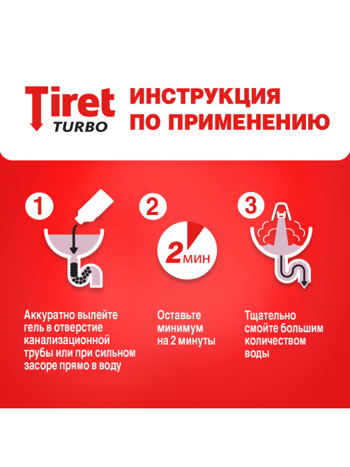 Средство для прочистки канализационных труб 500 мл, TIRET (Тирет) 