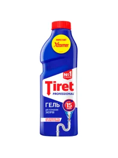 Средство для прочистки канализационных труб 1 л, TIRET (Тирет) Professional, гель
