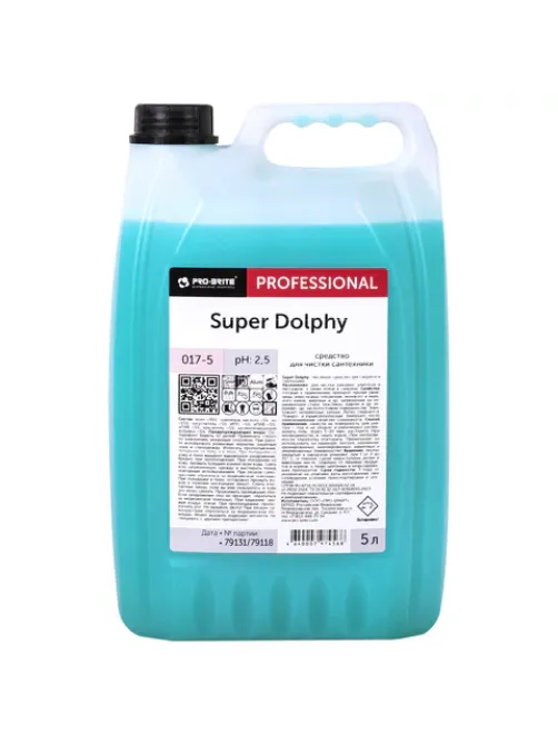 Средство для уборки санитарных помещений, 5 л, PRO-BRITE SUPER DOLPHY, кислотное, концентрат, 017-5