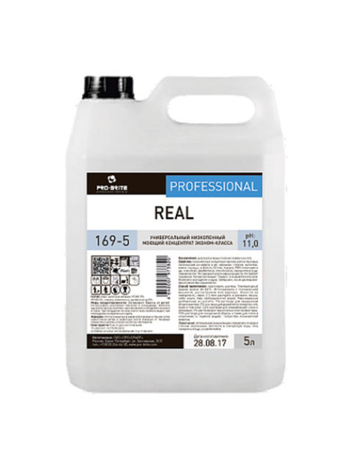 Средство моющее универсальное 5 л, PRO-BRITE REAL, щелочное, низкопенное, концентрат, 169-5
