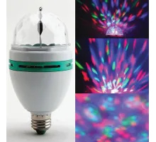 Светодиодная проекционная DISCO лампа ERGOLUX LED-A75DIS-3W-E27, вращение на 360 градусов, RGB, 14541