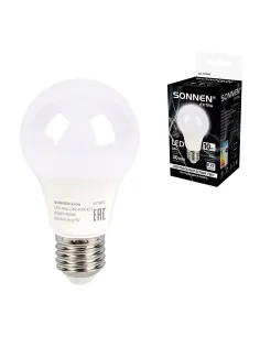 Лампа светодиодная SONNEN EXTRA, 10 (85) Вт, Е27, груша, нейтральный белый, 30000 ч, LED A60-10W-4000-Е27, 457892