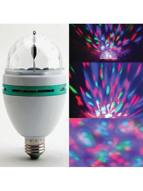 Светодиодная проекционная DISCO лампа ERGOLUX LED-A75DIS-3W-E27, вращение на 360 градусов, RGB, 14541