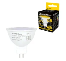 Лампа светодиодная SONNEN EXTRA, 10 (90) Вт, GU5.3, софит, теплый белый, 30000 ч, LED MR16-GU5.3-10W-2700, 457920