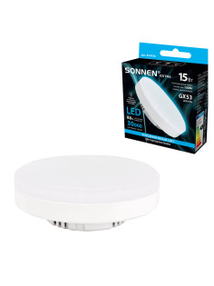 Лампа светодиодная SONNEN EXTRA, 15 (130) Вт, GX53, таблетка, холодный белый, 30000 ч, LED 15W-6500-GX53, 457936