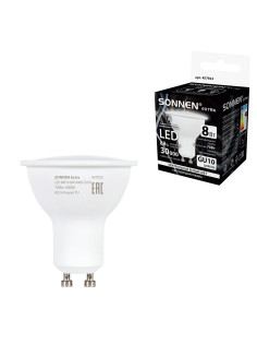 Лампа светодиодная SONNEN EXTRA, 8 (70) Вт, GU10, софит, нейтральный белый, 30000 ч, LED MR16-GU10-8W-4000, 457923