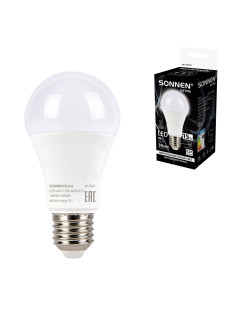 Лампа светодиодная SONNEN EXTRA, 15 (130) Вт, Е27, груша, нейтральный белый, 30000 ч, LED A60-15W-4000-Е27, 457897