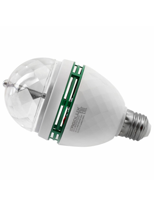 Светодиодная проекционная DISCO лампа ERGOLUX LED-A75DIS-3W-E27, вращение на 360 градусов, RGB, 14541