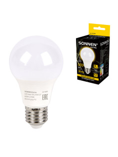 Лампа светодиодная SONNEN EXTRA, 7 (60) Вт, Е27, груша, теплый белый, 30000 ч, LED A60-7W-2700-Е27, 457889