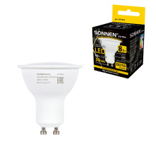 Лампа светодиодная SONNEN EXTRA, 8 (70) Вт, GU10, софит, теплый белый, 30000 ч, LED MR16-GU10-8W-2700, 457924