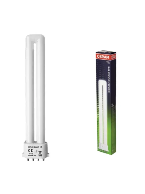 Лампа люминесцентная OSRAM DULUX S/E 11W/21-840, 11 Вт, U-образная, холодный белый свет, цоколь 2G7