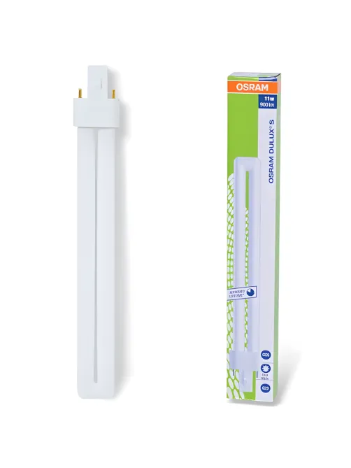 Лампа люминесцентная OSRAM DULUX S 11W/21-840, 11 Вт, U-образная, холодный белый свет, цоколь G23