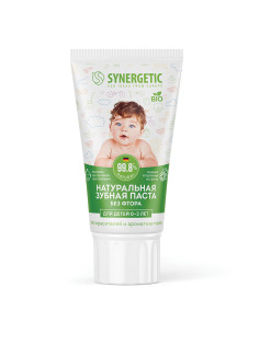 Зубная паста детская 50 г, SYNERGETIC, липа и ромашка, от 0 до 3 лет, натуральная, 201008
