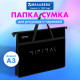 Папка для рисунков и чертежей с ручками BRAUBERG А3, пластик, молния сверху, 