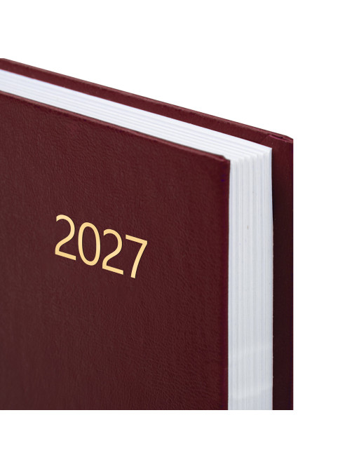 Ежедневник датированный 2027 145х215мм, А5, STAFF, обложка бумвинил, бордовый, 117814