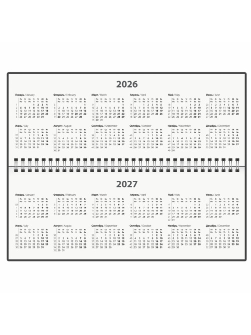 Планинг датированный 2026 285х112 мм, STAFF, гребень, картонная обложка, 64 л., 