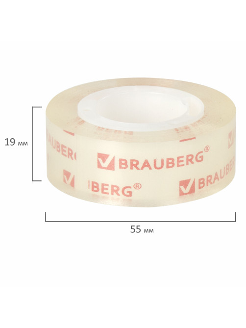 Клейкие ленты 19 мм х 33 м КРИСТАЛЬНЫЕ, BRAUBERG, КОМПЛЕКТ 2 шт., европодвес, 227261